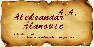 Aleksandar Alanović vizit kartica
